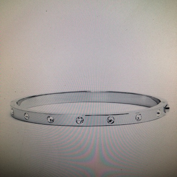 kate spade Jewelry - KATE SPADE SILVER CRYSTAL HINGE BANGLE BRACELET